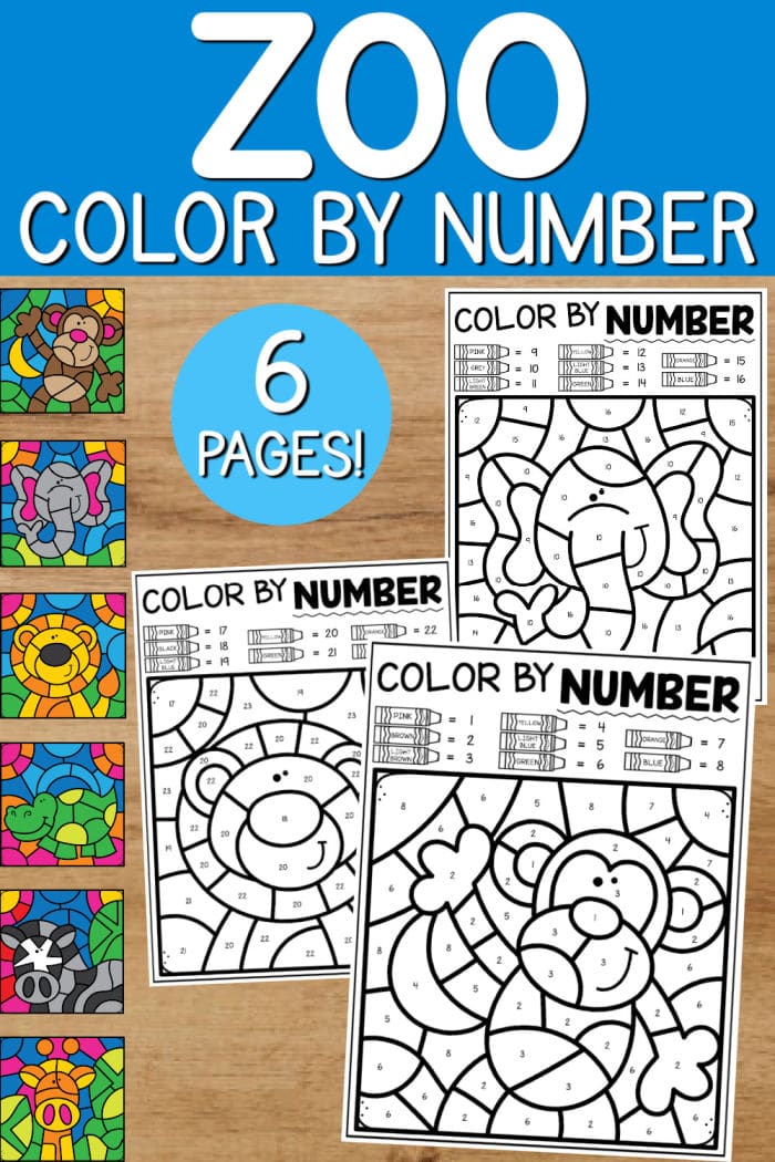 Free color by number animals