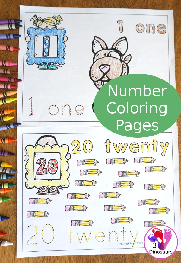 Easy to use free number coloring pages printable dinosaurs