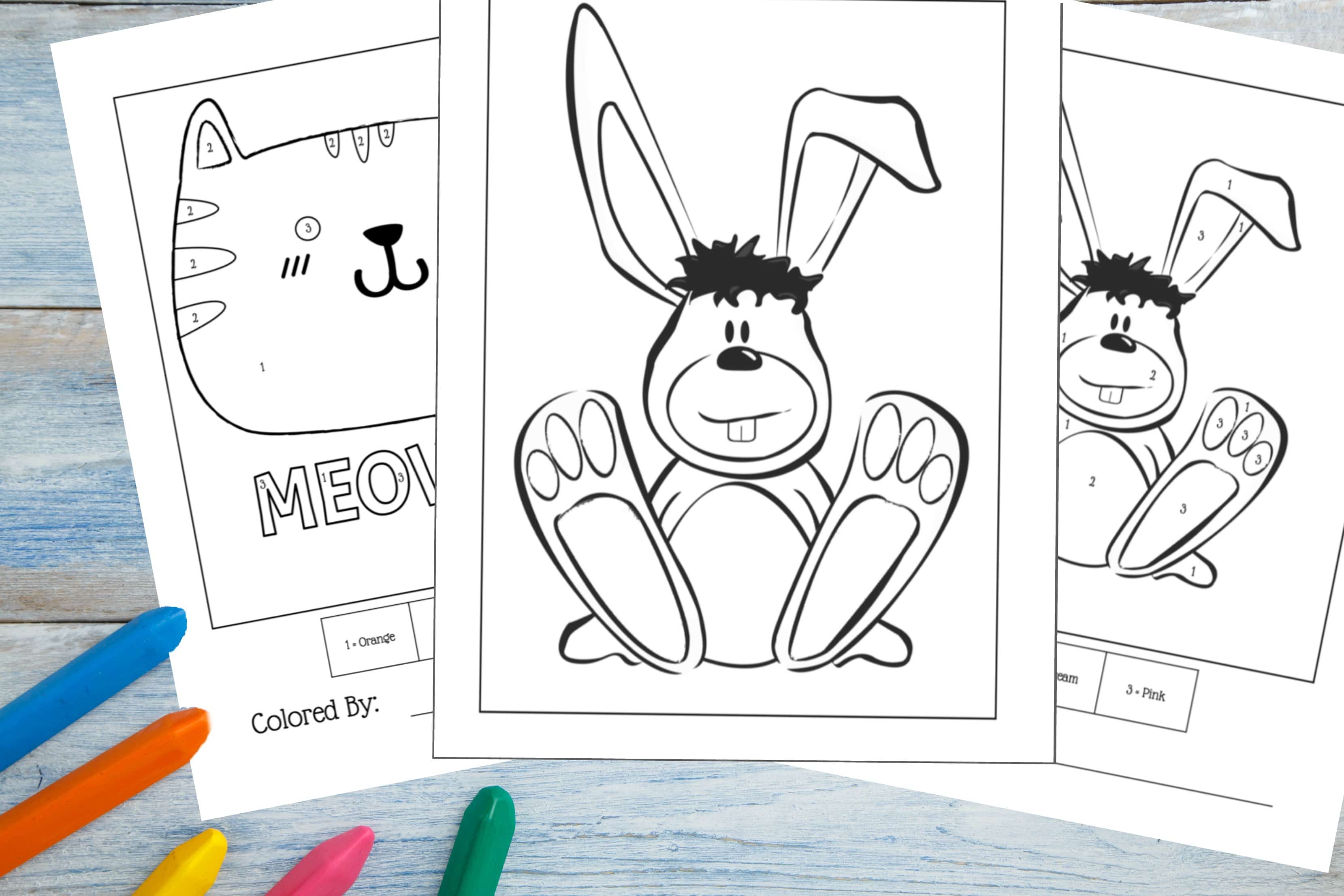 Color by number printables fun coloring pages