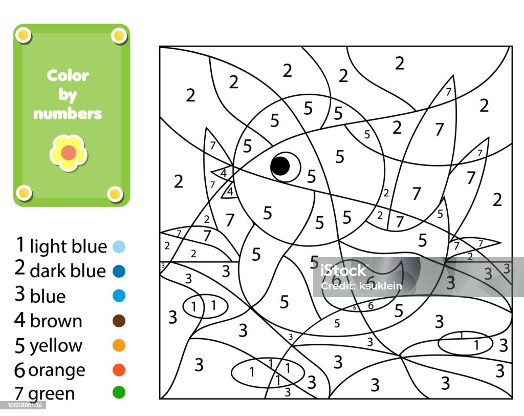 Coloring page for kids color by numbers duck stock illustration