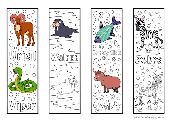 Animals coloring bookmarks bookmarks coloring page instant pdf download digital download coloring page