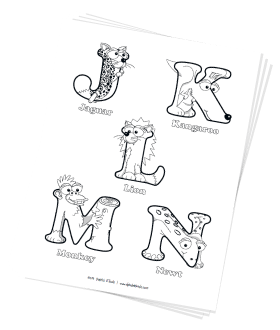 Printable coloring pages uppercase letters animals