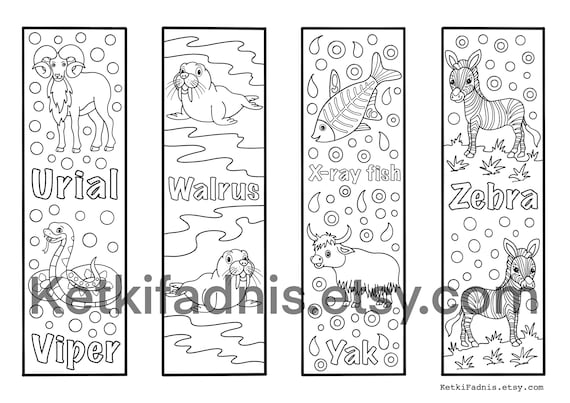 Animals coloring bookmarks bookmarks coloring page instant pdf download digital download coloring page