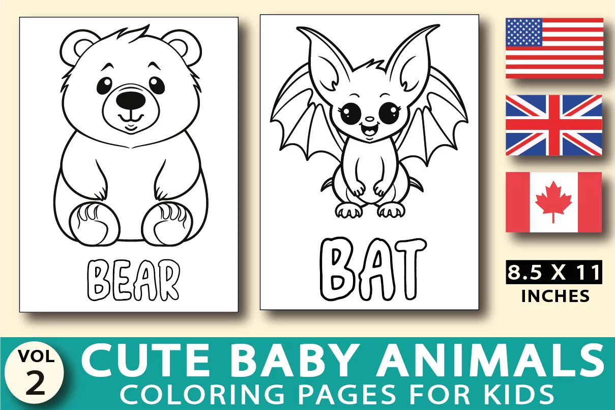 Cute printable animals coloring pages for kids market