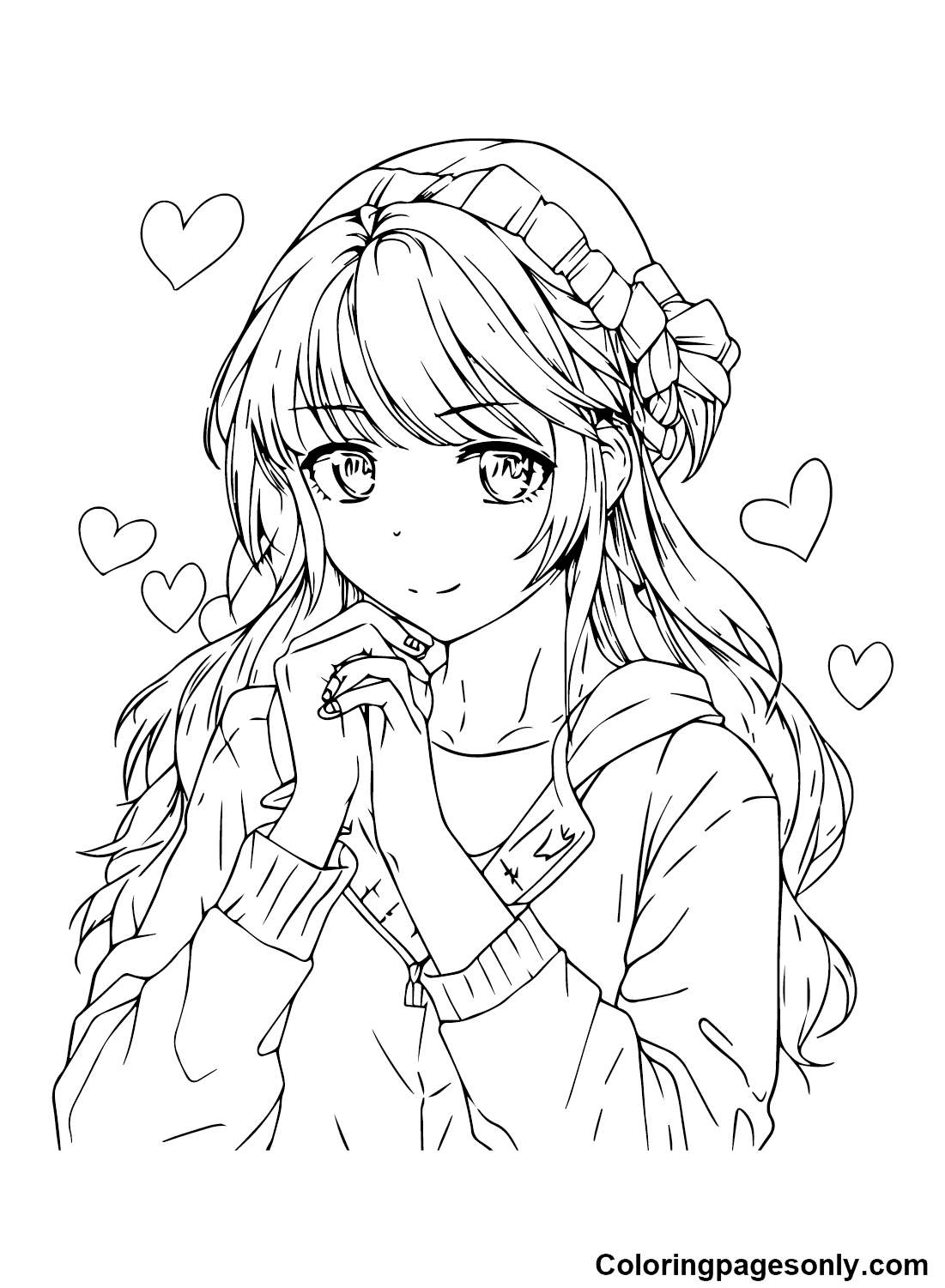 Anime girl coloring pages printable for free download