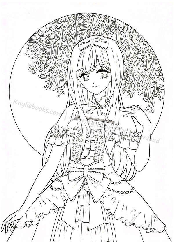 Instant download princess portrait secret garden anime coloring book pdf coloring books printable coloring book coloring book pages