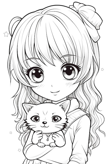 Premium vector anime coloring page