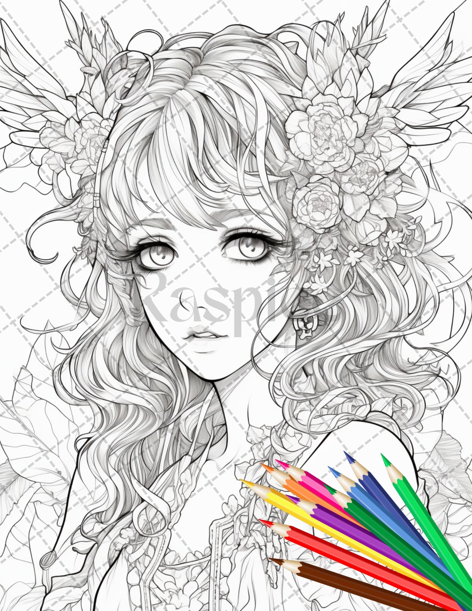 Anime fairy girl printable coloring pages for adults cute fairy gr â coloring