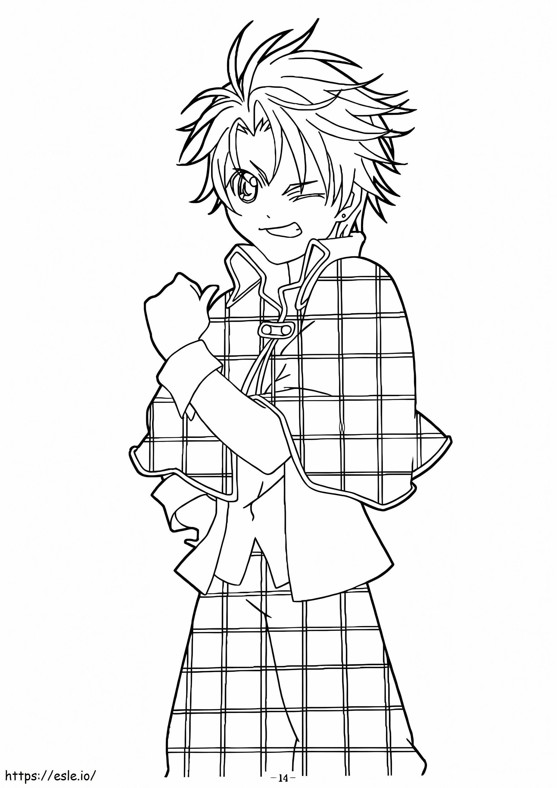 Free printable anime boy coloring page