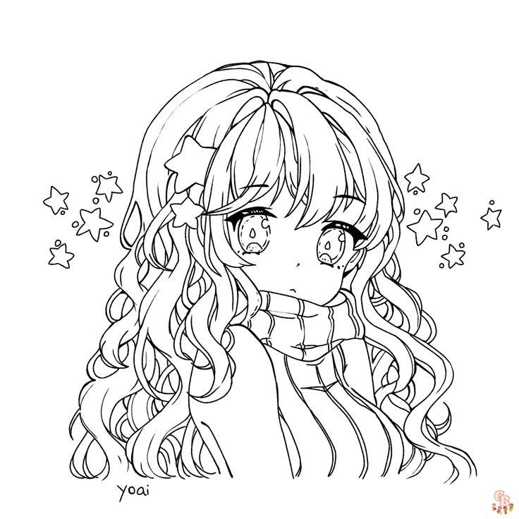 Printable anime cute coloring pages free for kids and adults