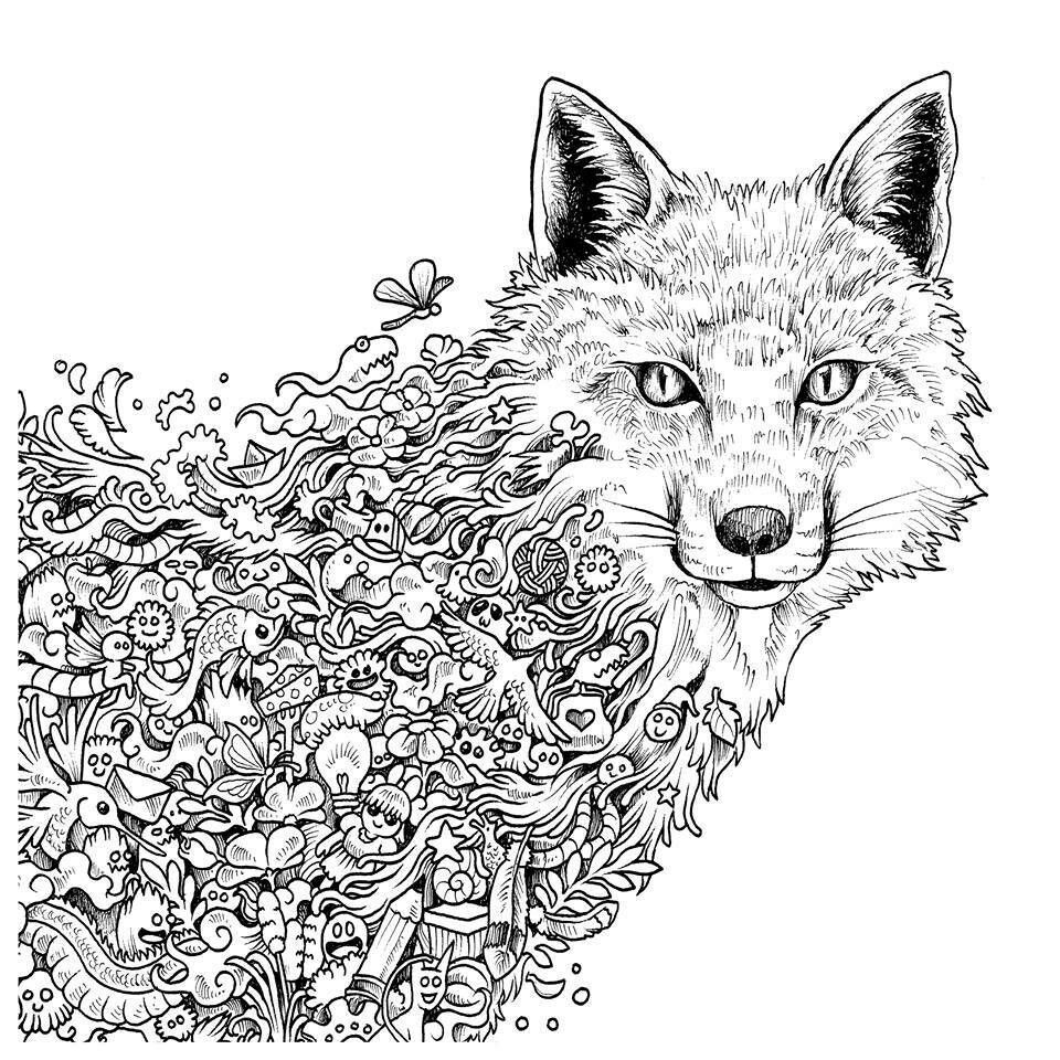 Printable coloring pages animorphia coloring book animorphia coloring fox coloring page