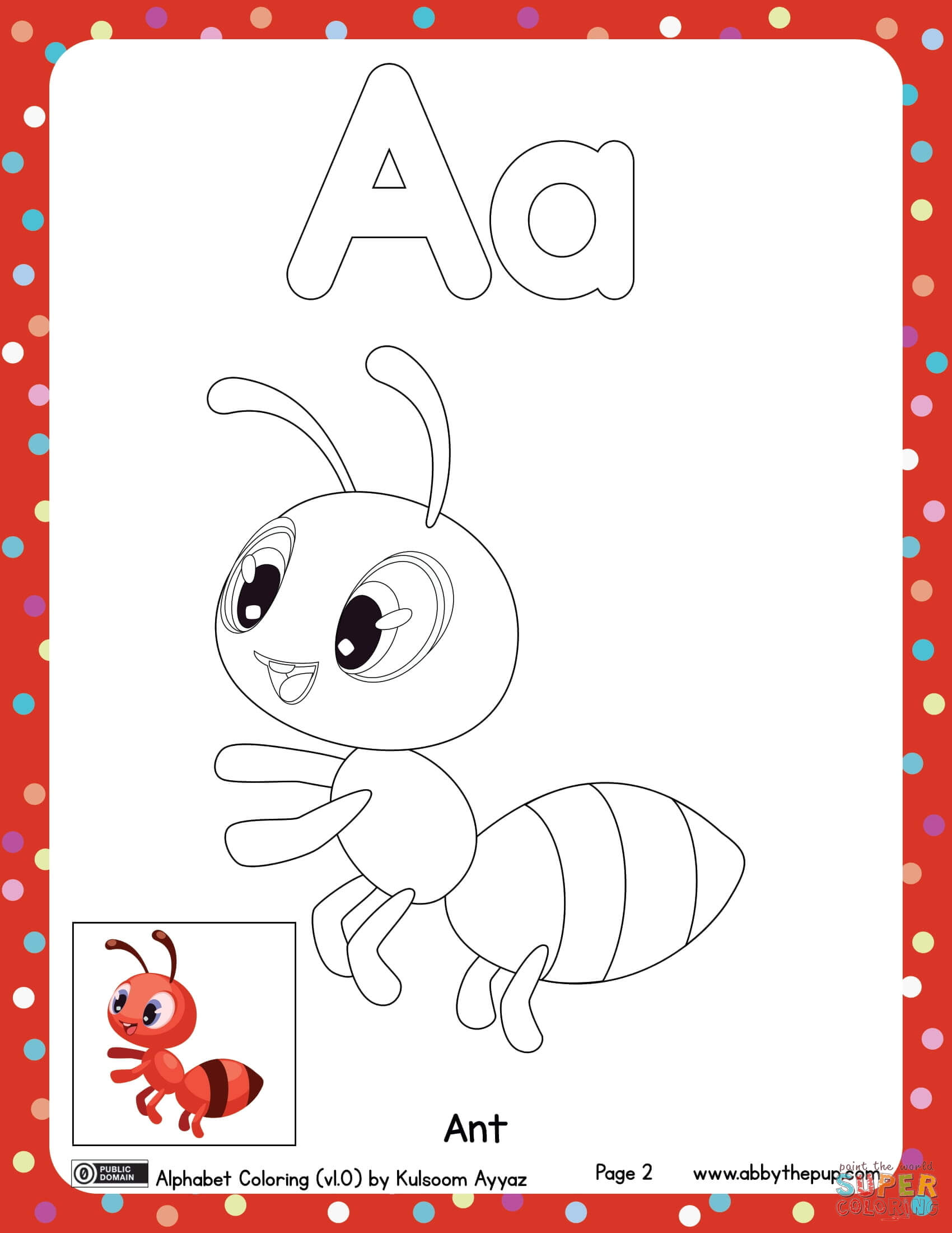 A is for ant coloring page free printable coloring pages