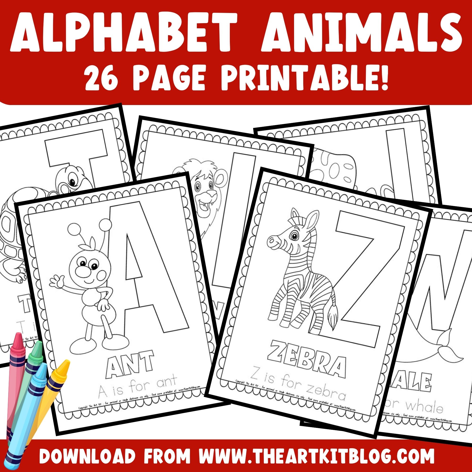 Alphabet animal coloring pages â free printables â the art kit