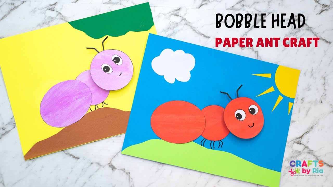 Bobble head paper ant craft for kids with ant teplate printable easy