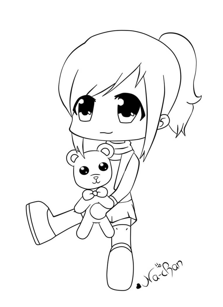 Anime chibi lineart by xna