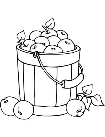 Apples in a bucket coloring page free printable coloring pages