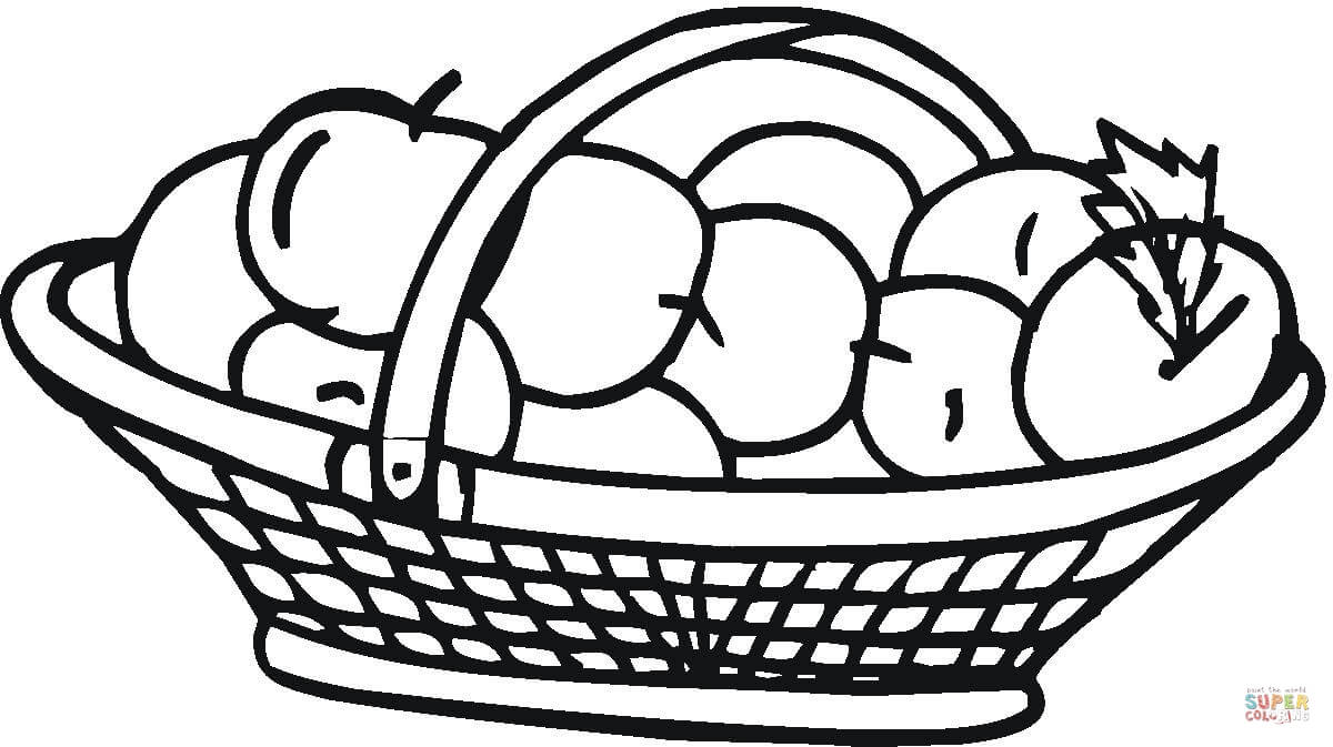 Apple basket coloring page free printable coloring pages