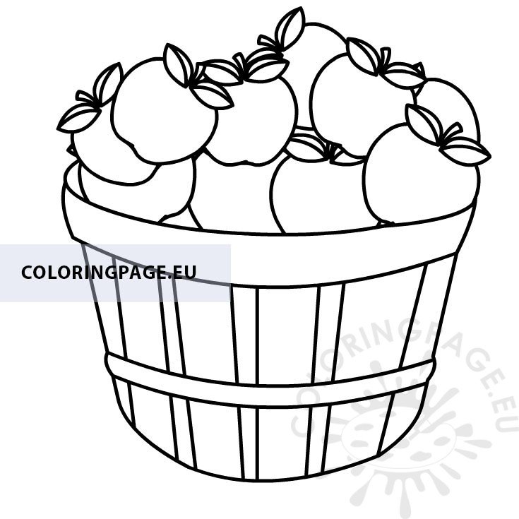 Free printable bushel apples coloring page