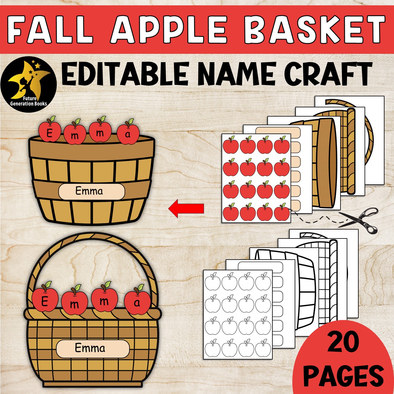 Apple name craft fall apple basket name craft fall bulletin board autumn made by teachers