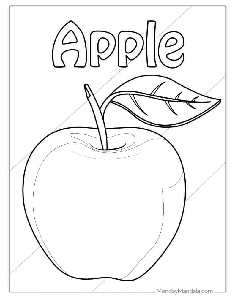 Apple coloring pages free pdf printables