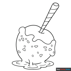 Candy apple coloring page easy drawing guides