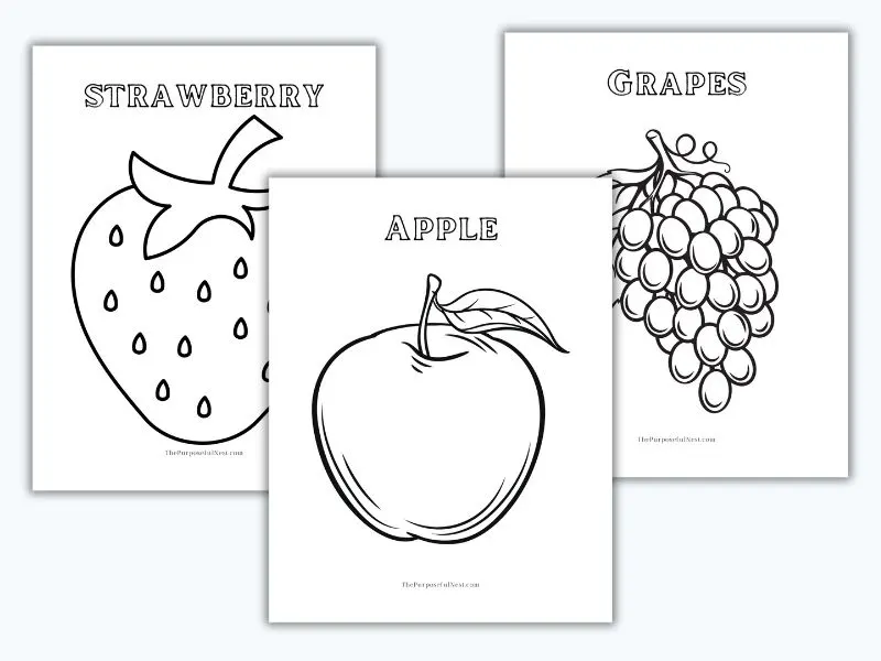 Fruit coloring pages free printable