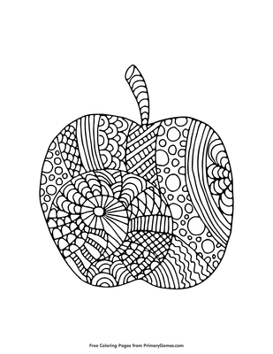 Apple zentangle coloring page â free printable pdf from