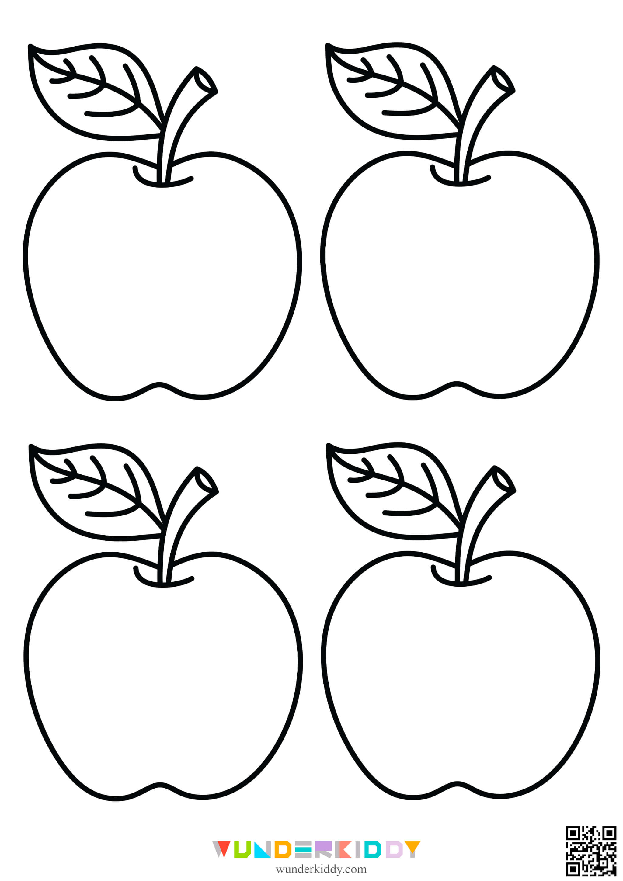 Free printable apple template and coloring pages for kids