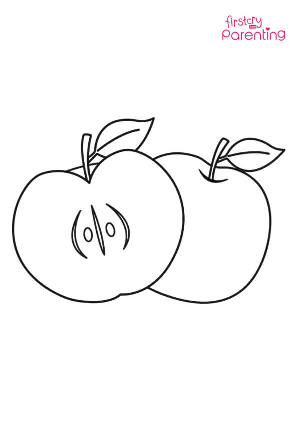 Easy printable apple coloring pages for kids