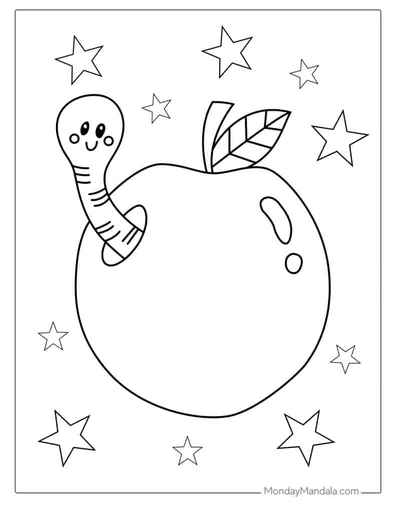 Apple coloring pages free pdf printables