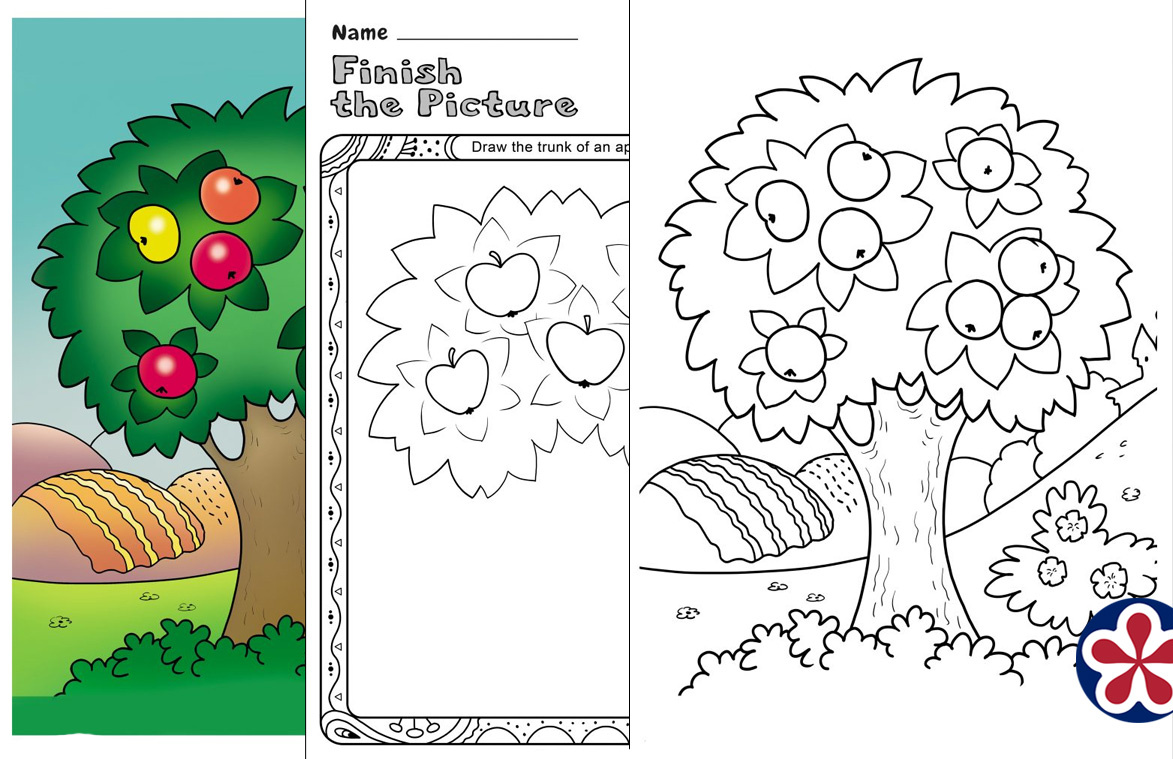 Apple tree coloring pages