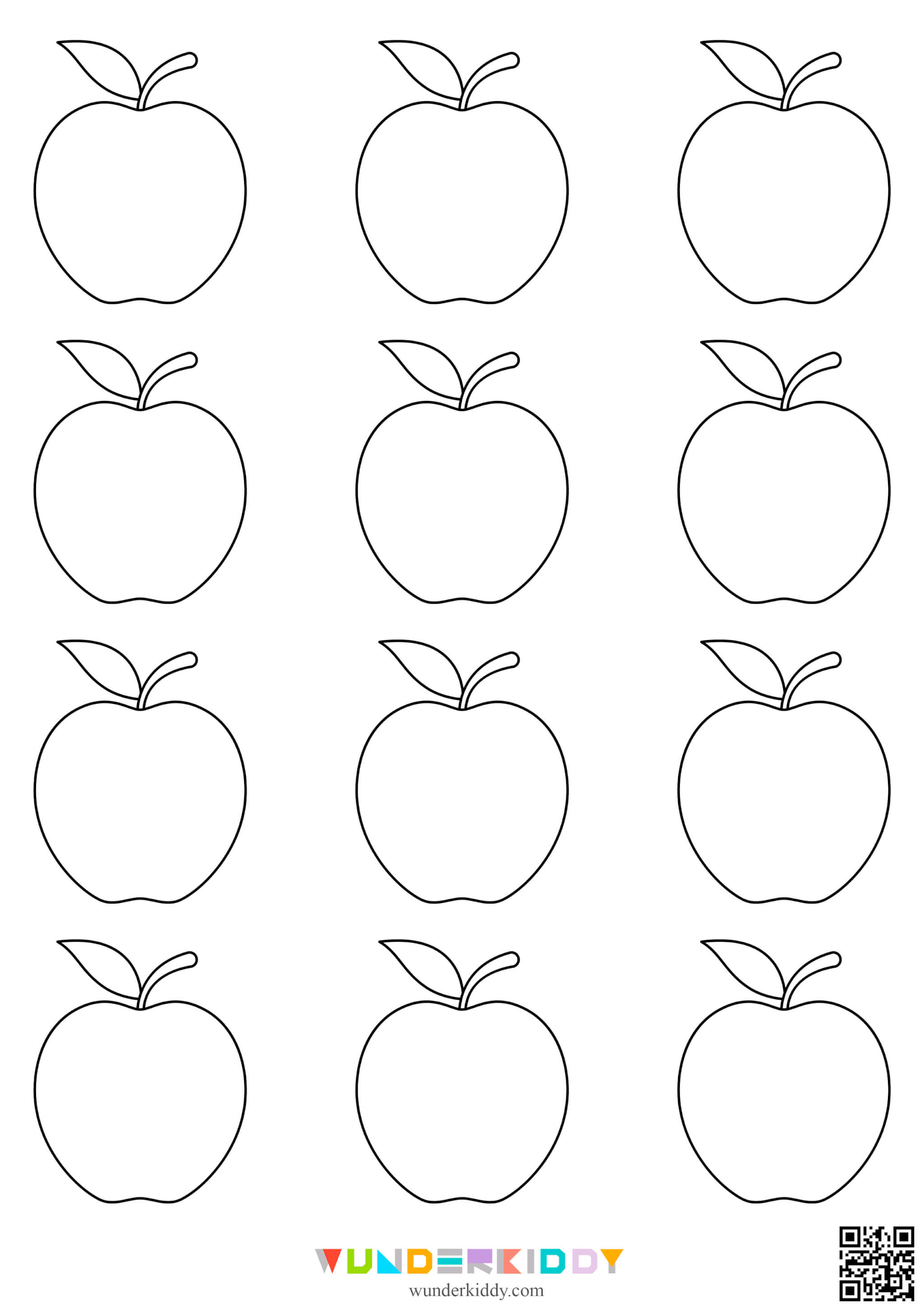 Free printable apple template and coloring pages for kids