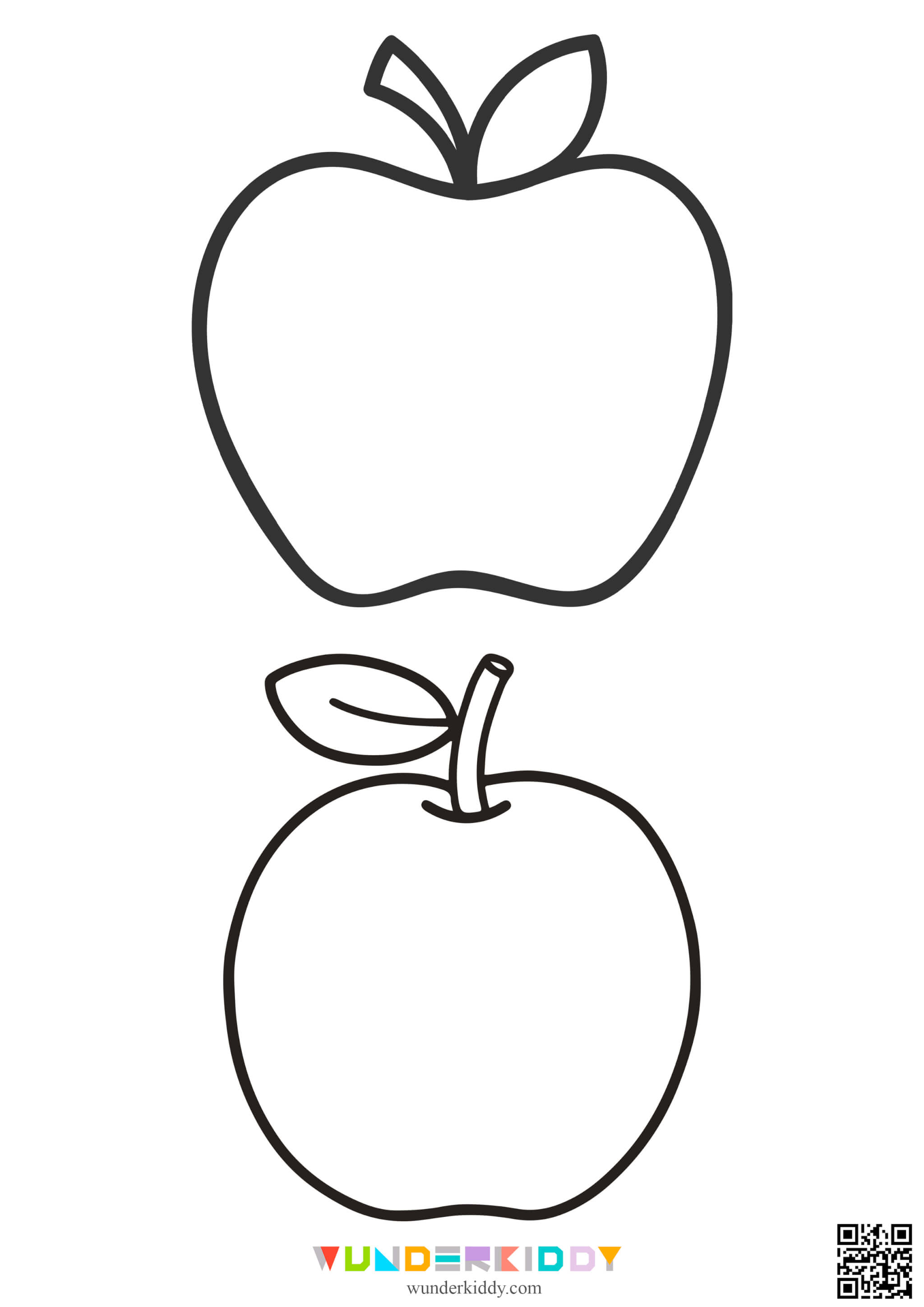 Printable apple template and coloring pages for preschool