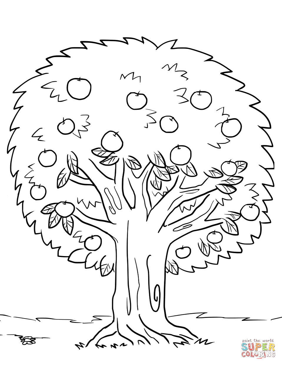 Apple tree coloring page free printable coloring pages