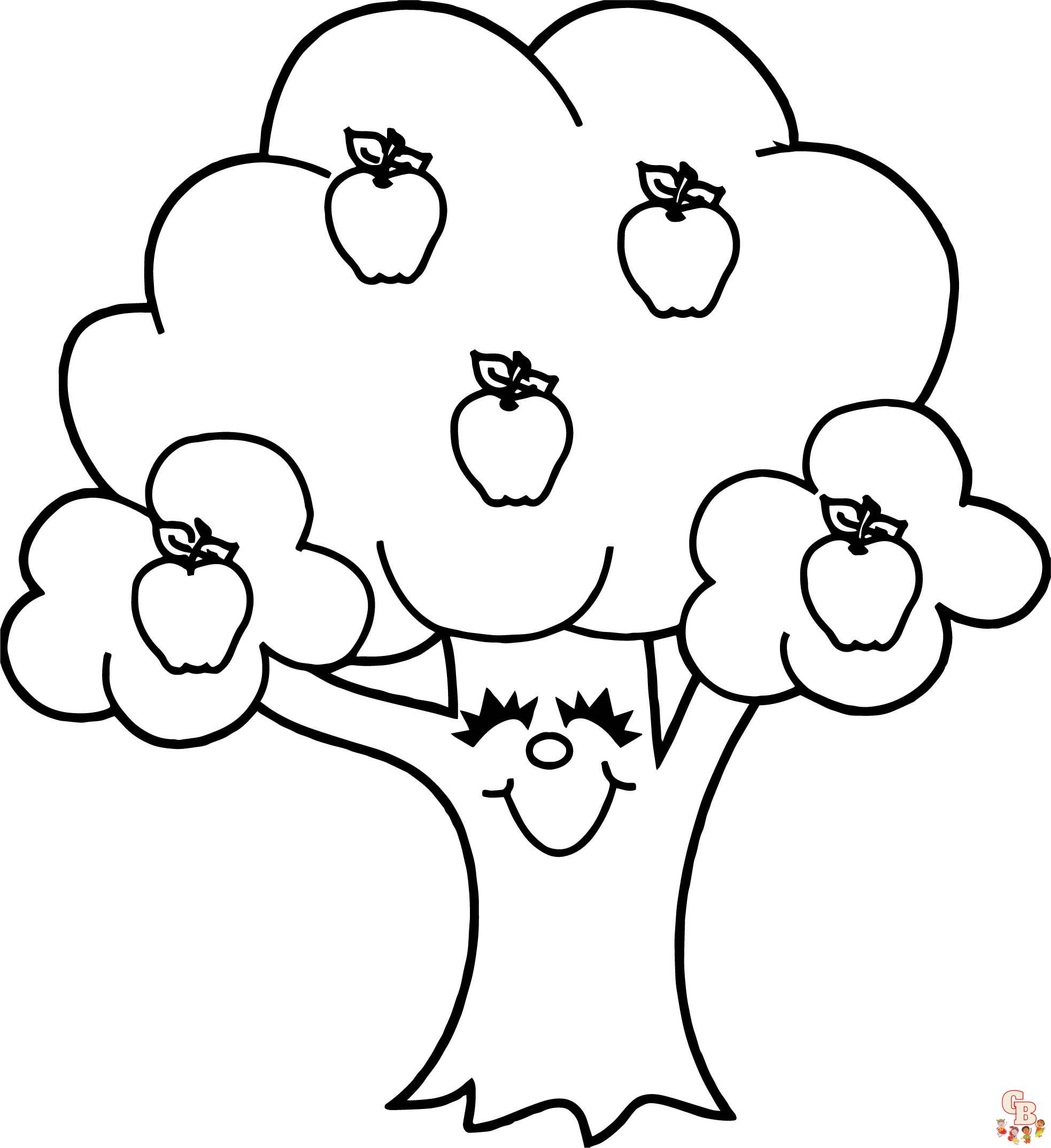 Find the best apple tree coloring pages online