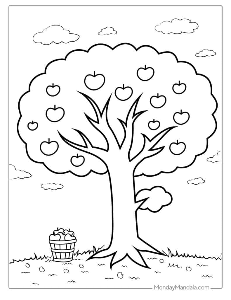 Apple coloring pages free pdf printables