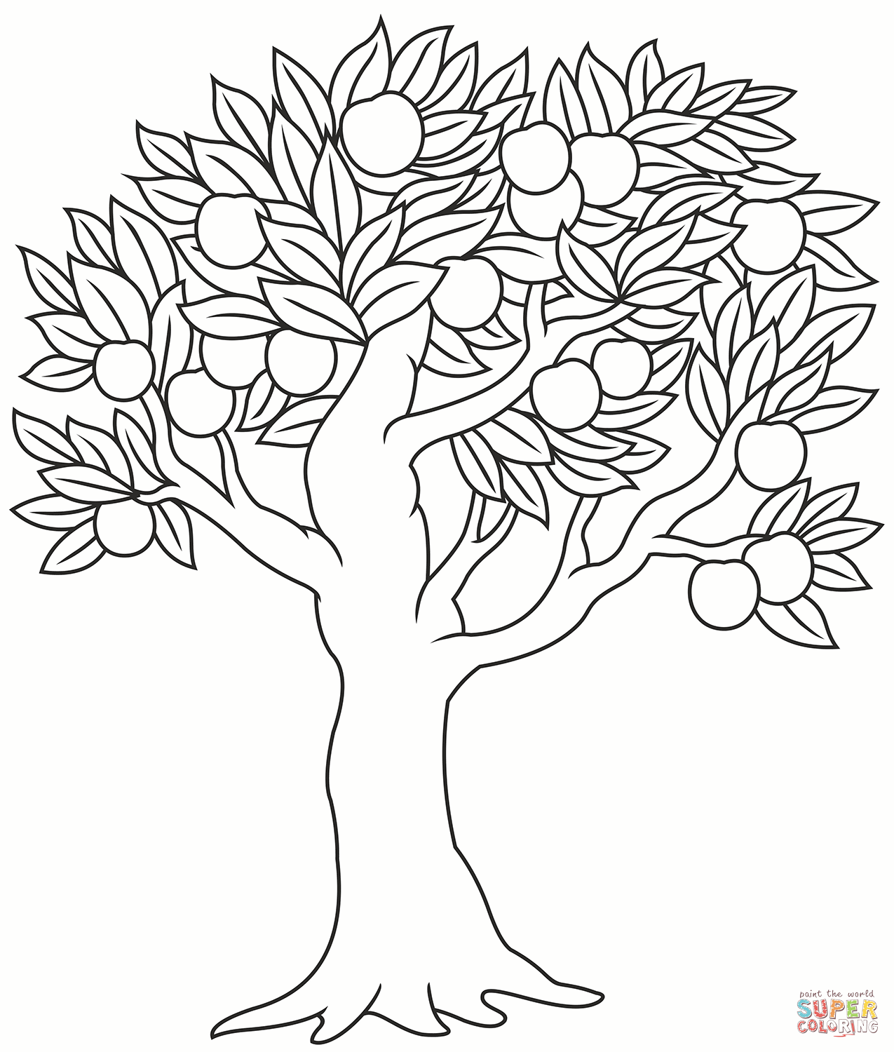 Apple tree coloring page free printable coloring pages