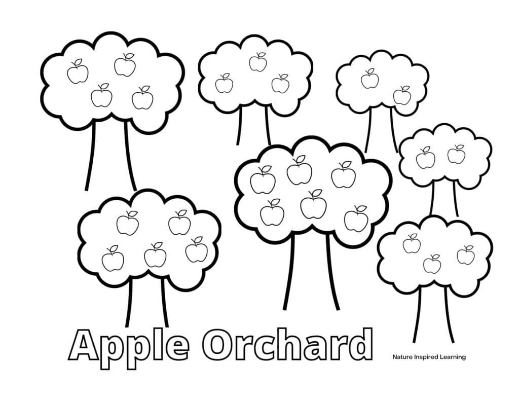 Apple tree coloring pages for kids