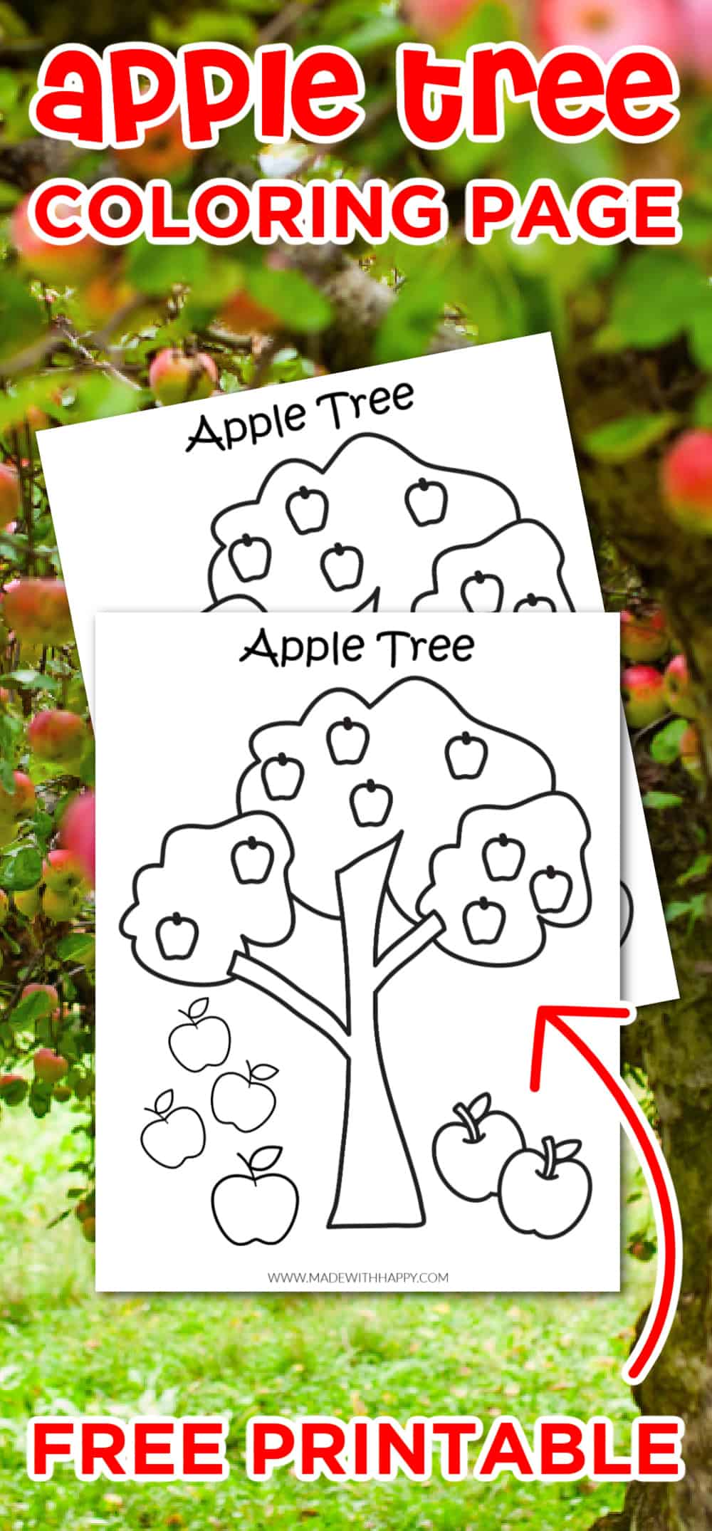 Free printable apple tree coloring page