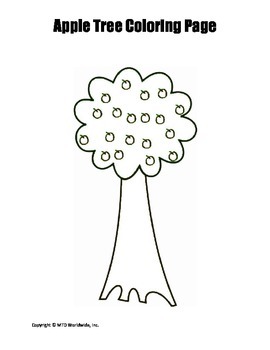 Printable tree coloring page worksheet by lesson machine tpt