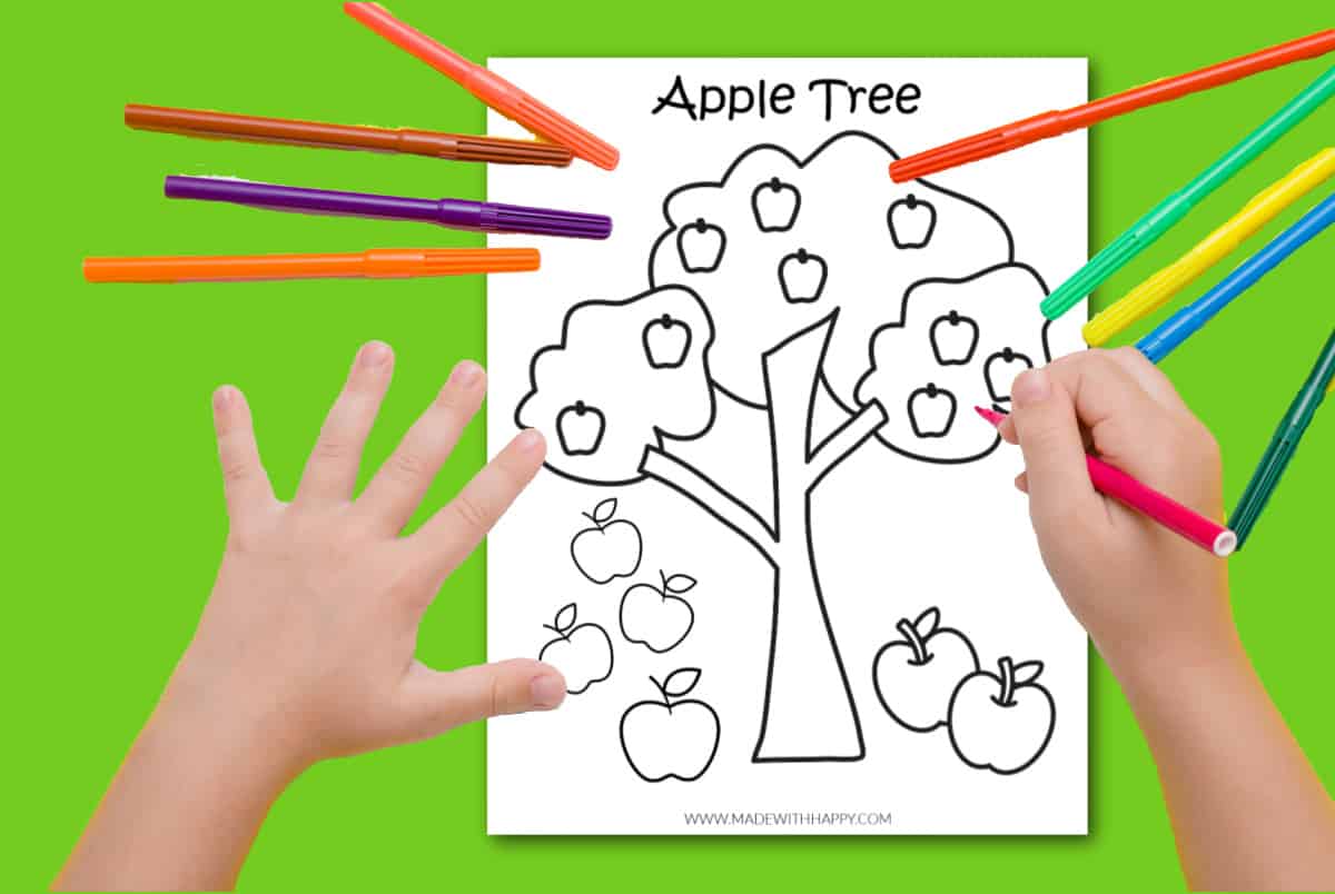 Free printable apple tree coloring page