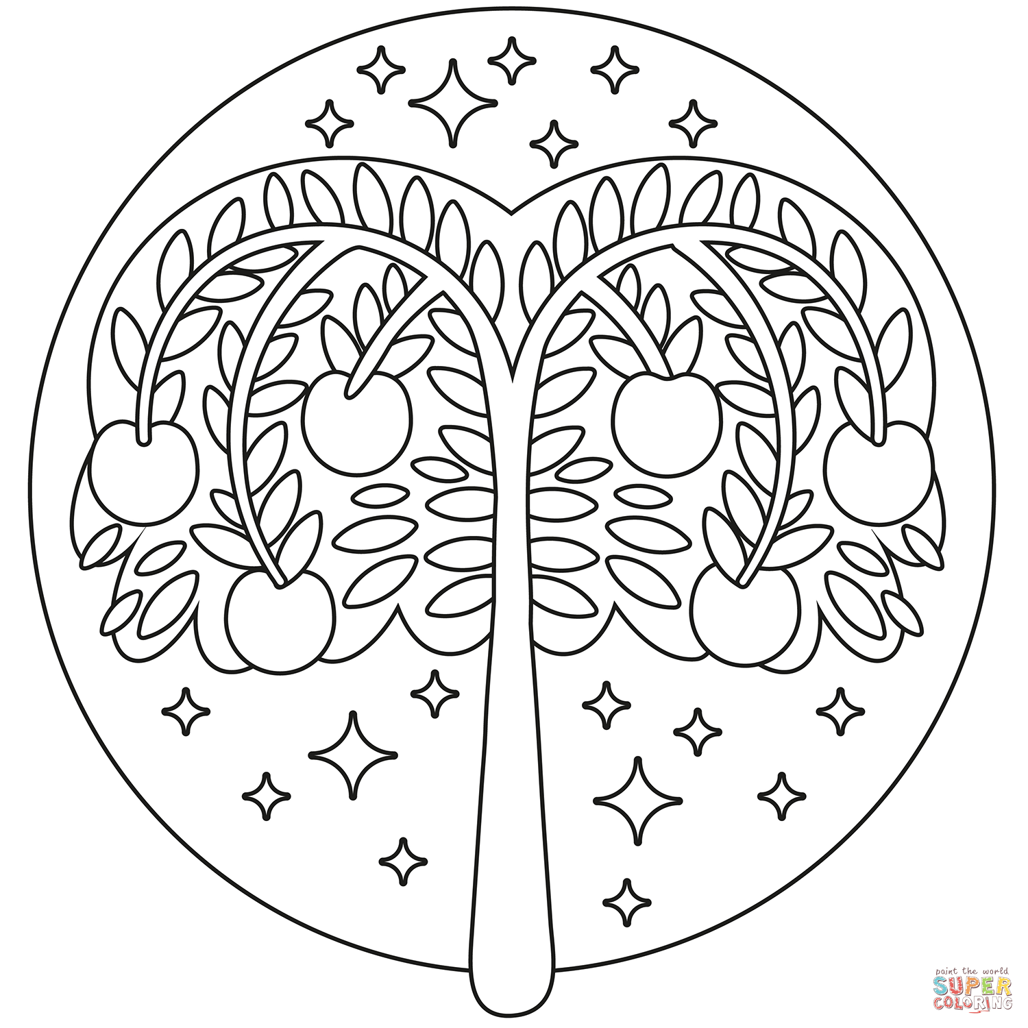 Apple tree coloring page free printable coloring pages