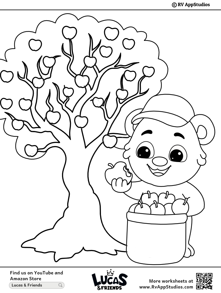 Apple tree coloring pages for kids