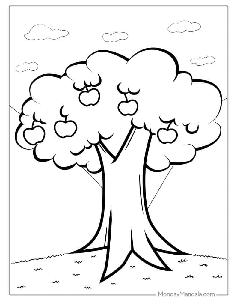 Apple coloring pages free pdf printables