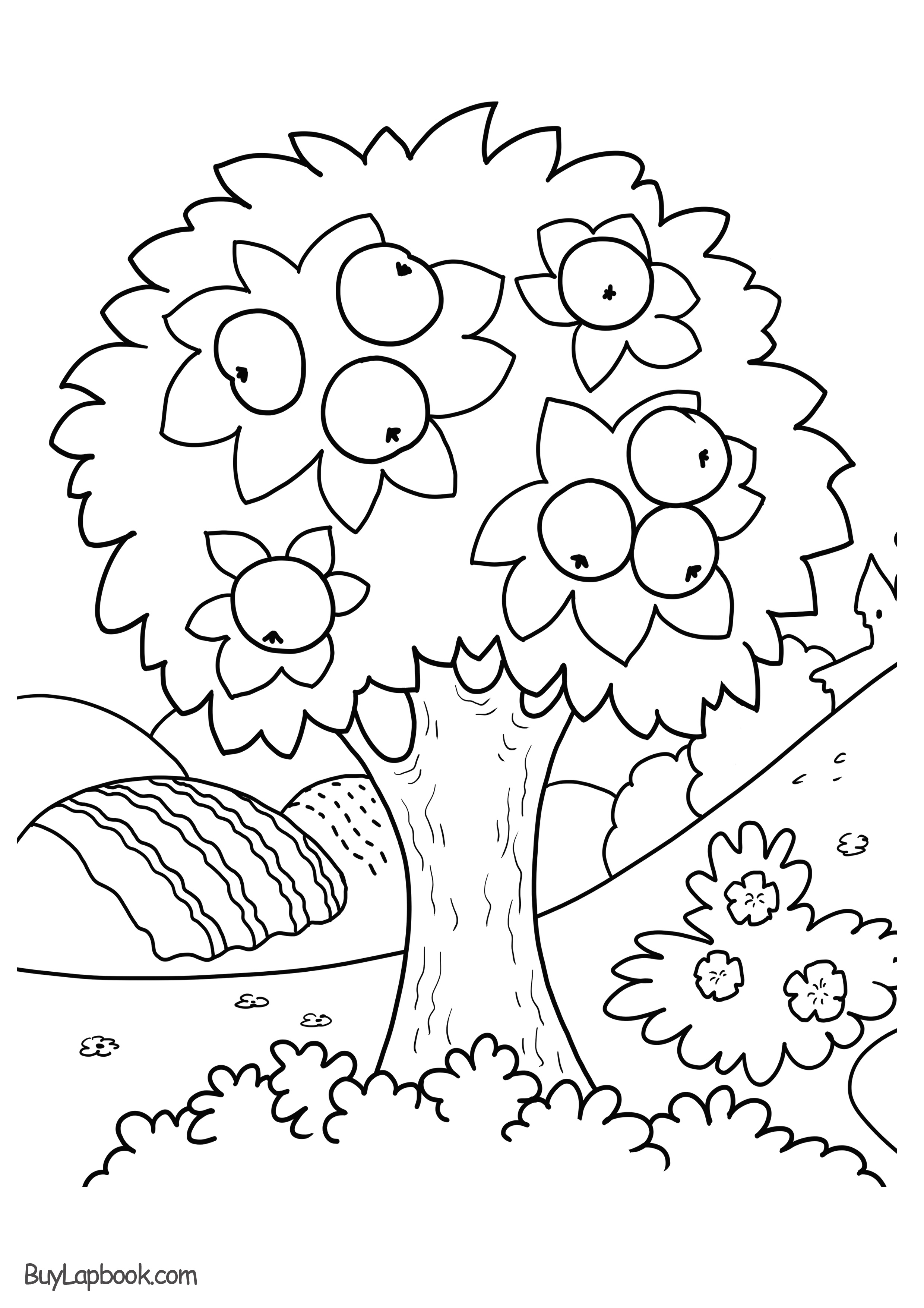 Apple tree coloring page free printable