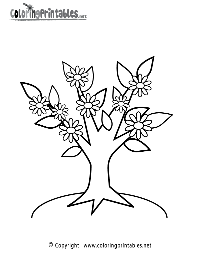 Tree flowers coloring page