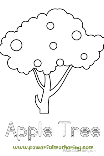 Coloring and tracing worksheets apple prewriting printables