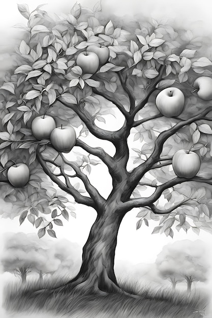 Premium ai image appletree coloring page printable quality