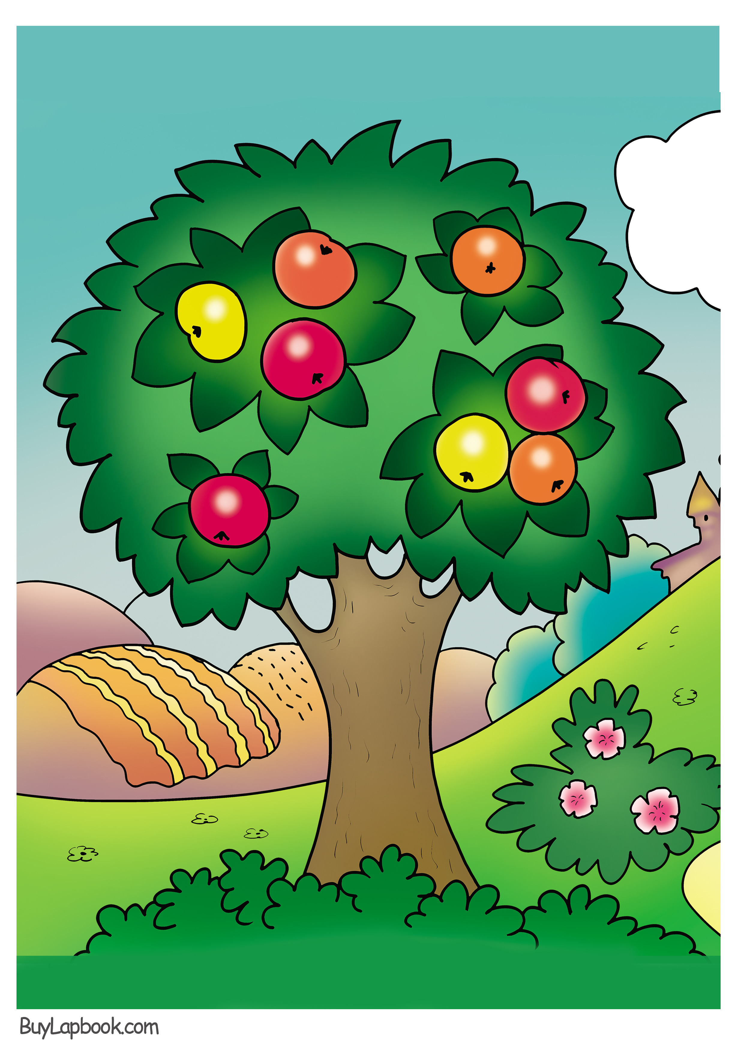 Apple tree coloring page free printable