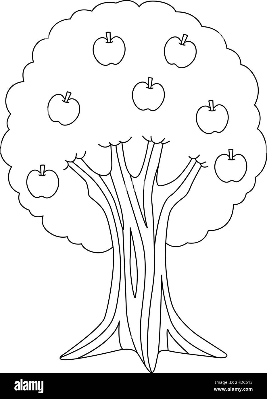 Apple tree coloring page isolated for kids stock vector image art